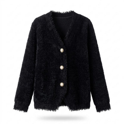 Gentleman Code - Vepol | Flauschig Geknöpft Cardigan Damen