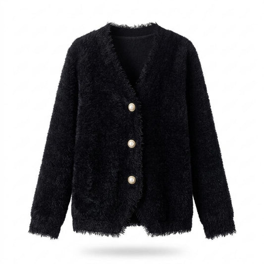 Nobleman Code - Vepol | Flauschig Geknöpft Cardigan Damen