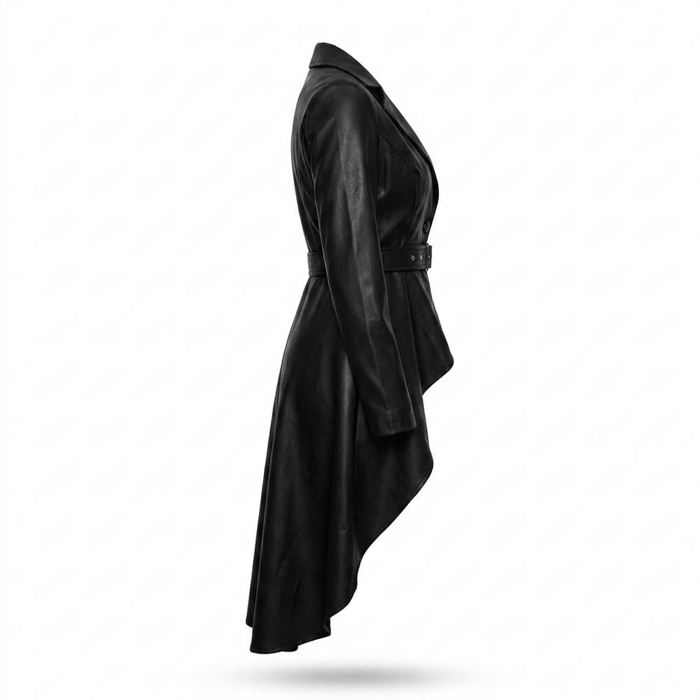 Nobleman Code - Dumus | Asymmetrisch Gegürtelt Lederjacke Damen