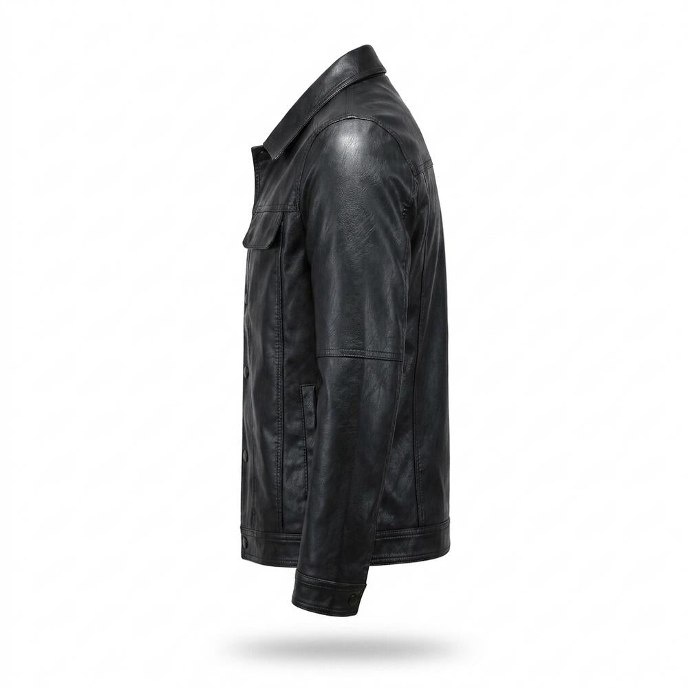 Gentleman Code - Rezem | Geknöpft Tailliert Lederjacke Herren