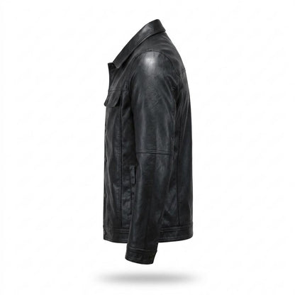 Gentleman Code - Rezem | Geknöpft Tailliert Lederjacke Herren