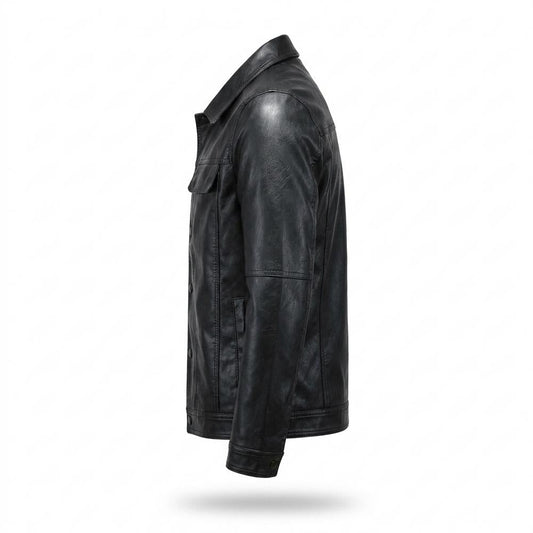 Nobleman Code - Rezem | Geknöpft Tailliert Lederjacke Herren