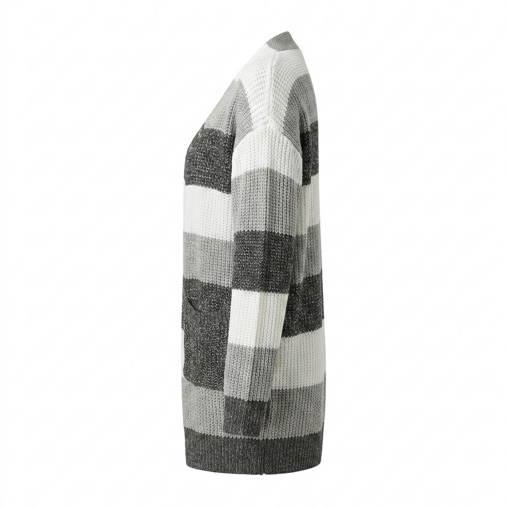 Nobleman Code - Kefom | Gestreifter Gestrickter Cardigan Damen