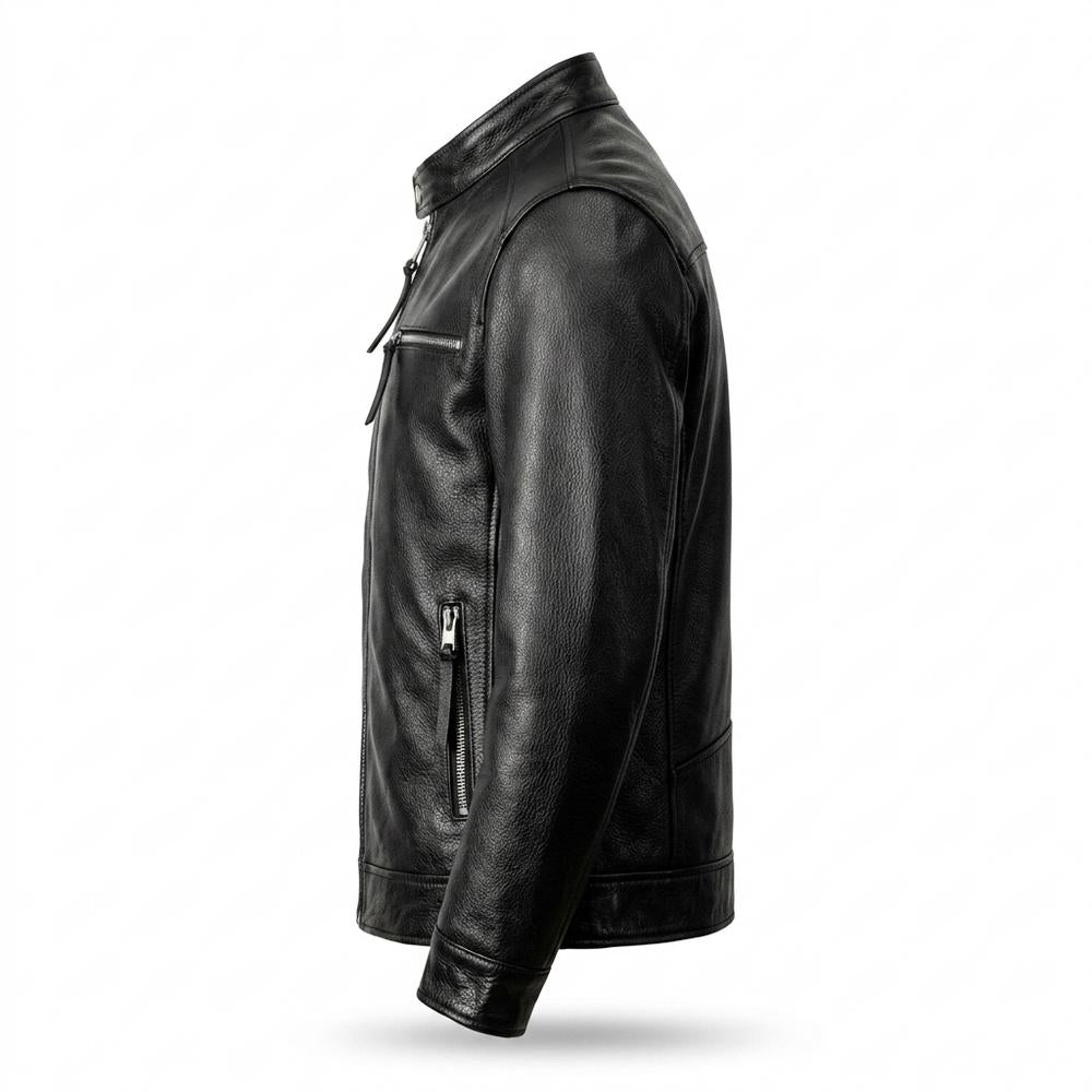 Gentleman Code - Vibar | Gekörnte Gefütterte Lederjacke Herren