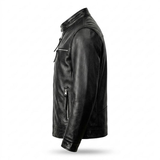Nobleman Code - Vibar | Gekörnte Gefütterte Lederjacke Herren