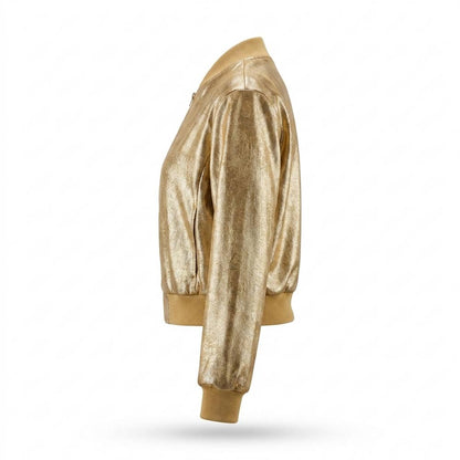Gentleman Code - Munim | Metallische Kurzgeschnittene Jacke Damen