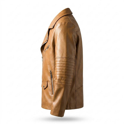 Gentleman Code - Cozor | Asymmetrische Gesteppte Lederjacke Herren