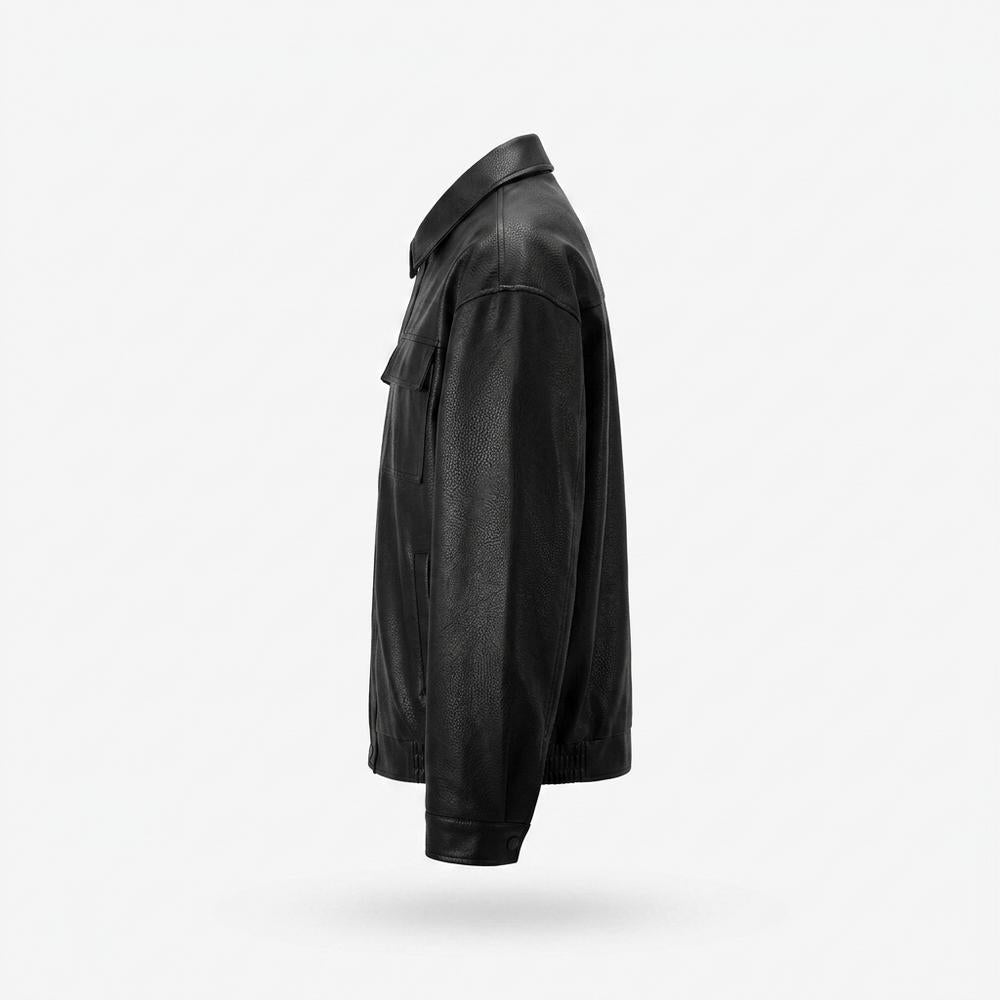 Gentleman Code - Rolav | Strukturiert Gefüttert Lederjacke Unisex