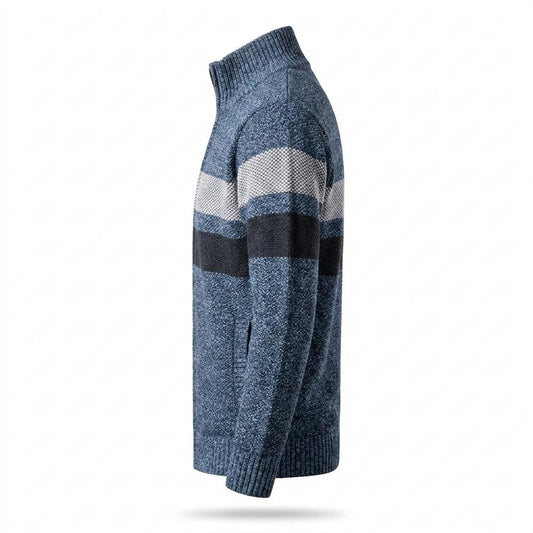Gentleman Code - Cikir | Melierte Gestreifte Strickjacke Herren