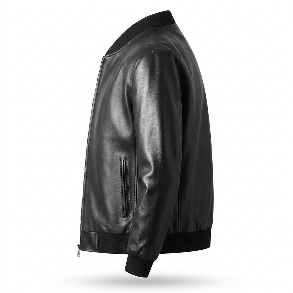 Gentleman Code - Mazar | Gefüttert Stehkragen Lederjacke Herren