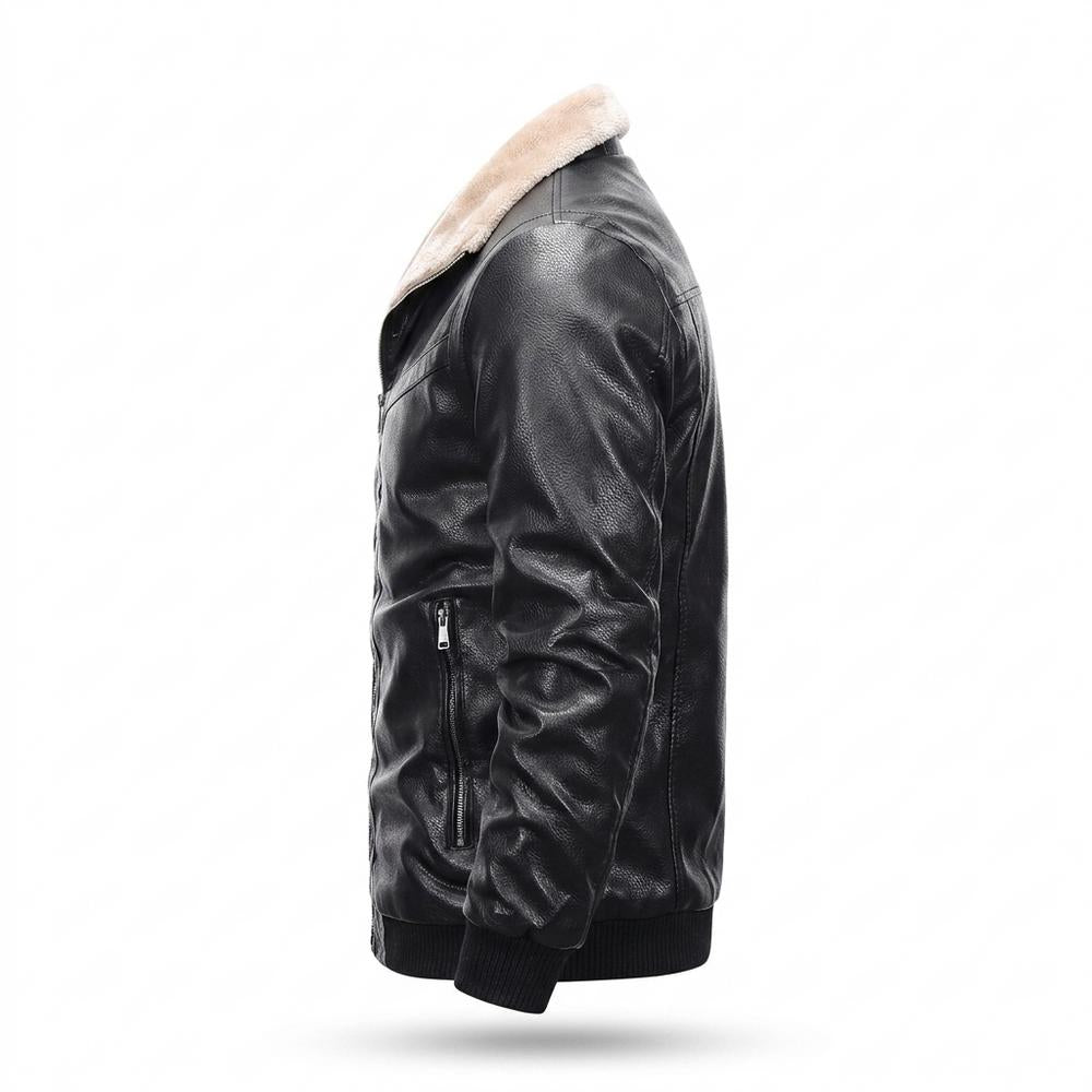 Gentleman Code - Sosam | Gefütterte Gekrispelte Lederjacke Herren