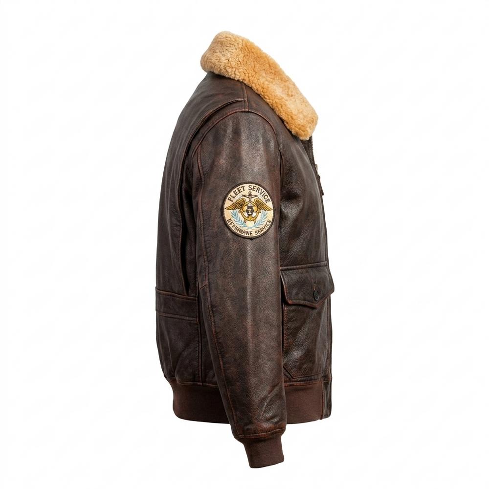Gentleman Code - Yuket | Gefüttert Bestickt Lederjacke Herren