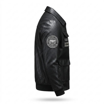 Gentleman Code - Comon | Appliziert Strukturiert Lederjacke Herren