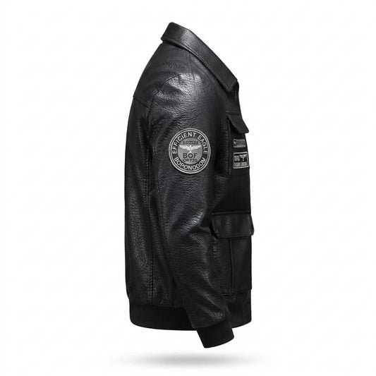 Nobleman Code - Comon | Appliziert Strukturiert Lederjacke Herren