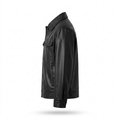 Gentleman Code - Eizus | Geknöpft Glatt Lederjacke Herren