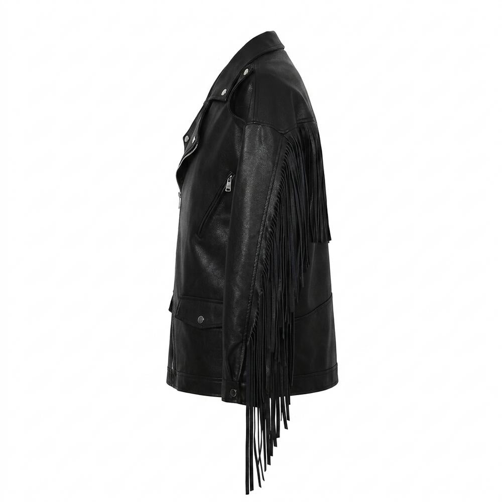 Nobleman Code - Aldan | Fransenbesetzt Asymmetrisch Lederjacke Unisex