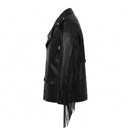 Nobleman Code - Aldan | Fransenbesetzt Asymmetrisch Lederjacke Unisex