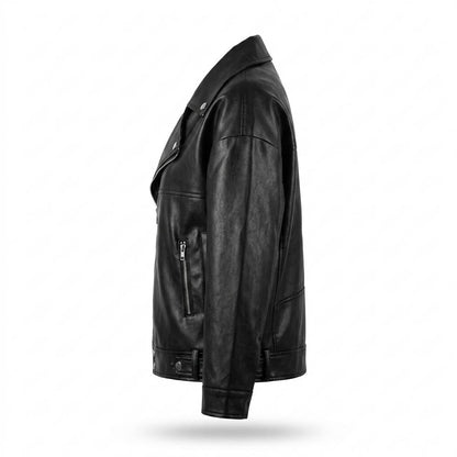 Gentleman Code - Nomit | Weitgeschnittene Asymmetrische Lederjacke Damen
