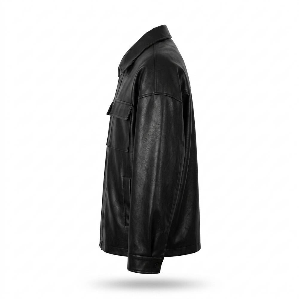 Gentleman Code - Nozel | Oversized Kentkragen Lederjacke Unisex