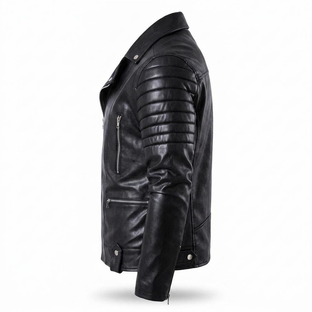 Gentleman Code - Auful | Asymmetrisch Gesteppt Lederjacke Herren