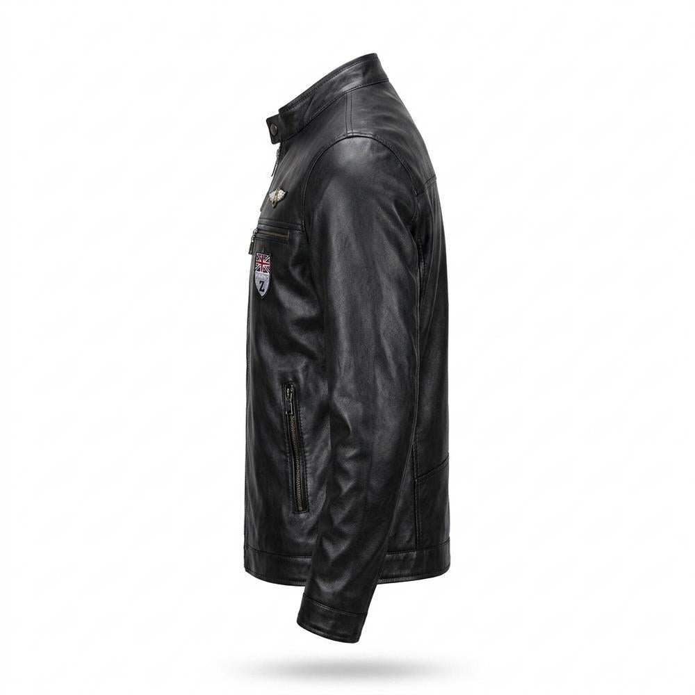Gentleman Code - Toped | Appliziert Tailliert Lederjacke Herren