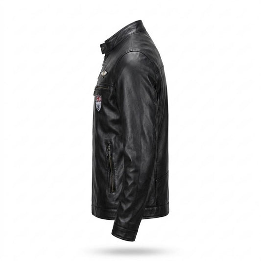 Nobleman Code - Toped | Appliziert Tailliert Lederjacke Herren