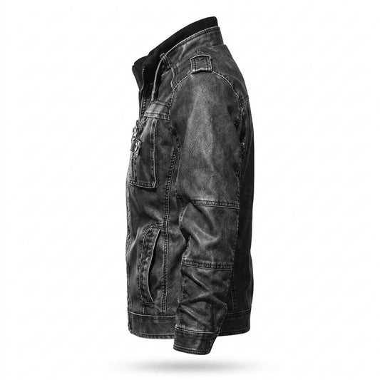 Nobleman Code - Momen | Gefütterte Stehkragen Lederjacke Herren