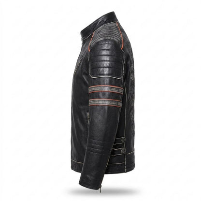 Gentleman Code - Mafom | Geprägt Tailliert Lederjacke Herren