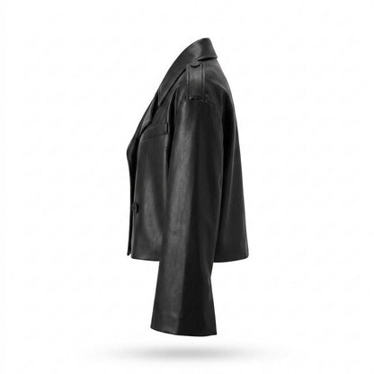 Nobleman Code - Cisin | Kurze Zweireihige Lederjacke Damen