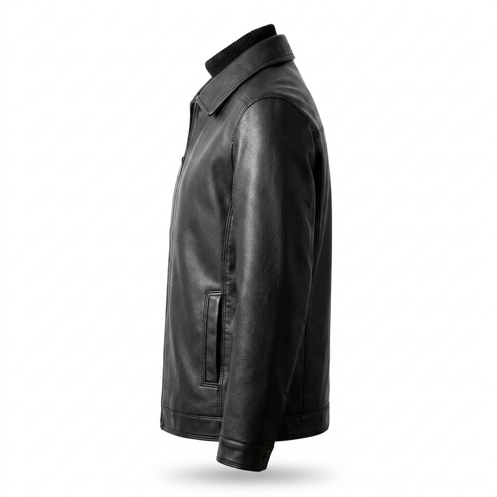 Gentleman Code - Eewer | Gerade Geschnittene Gekörnte Lederjacke Herren