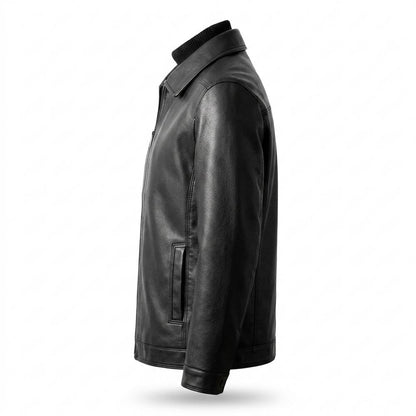Gentleman Code - Eewer | Gerade Geschnittene Gekörnte Lederjacke Herren