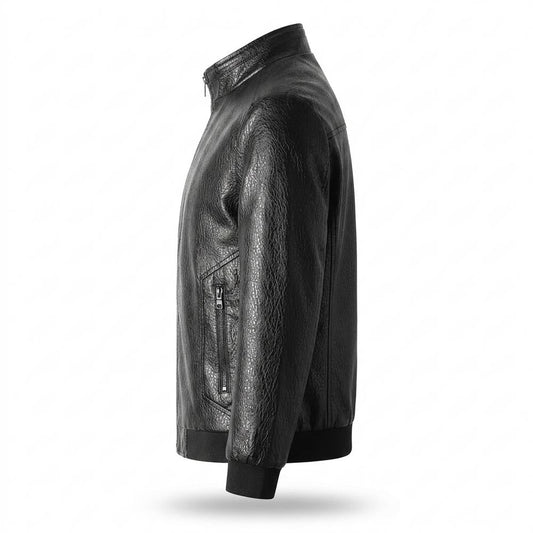 Gentleman Code - Duwad | Gefüttert Strukturiert Lederjacke Herren