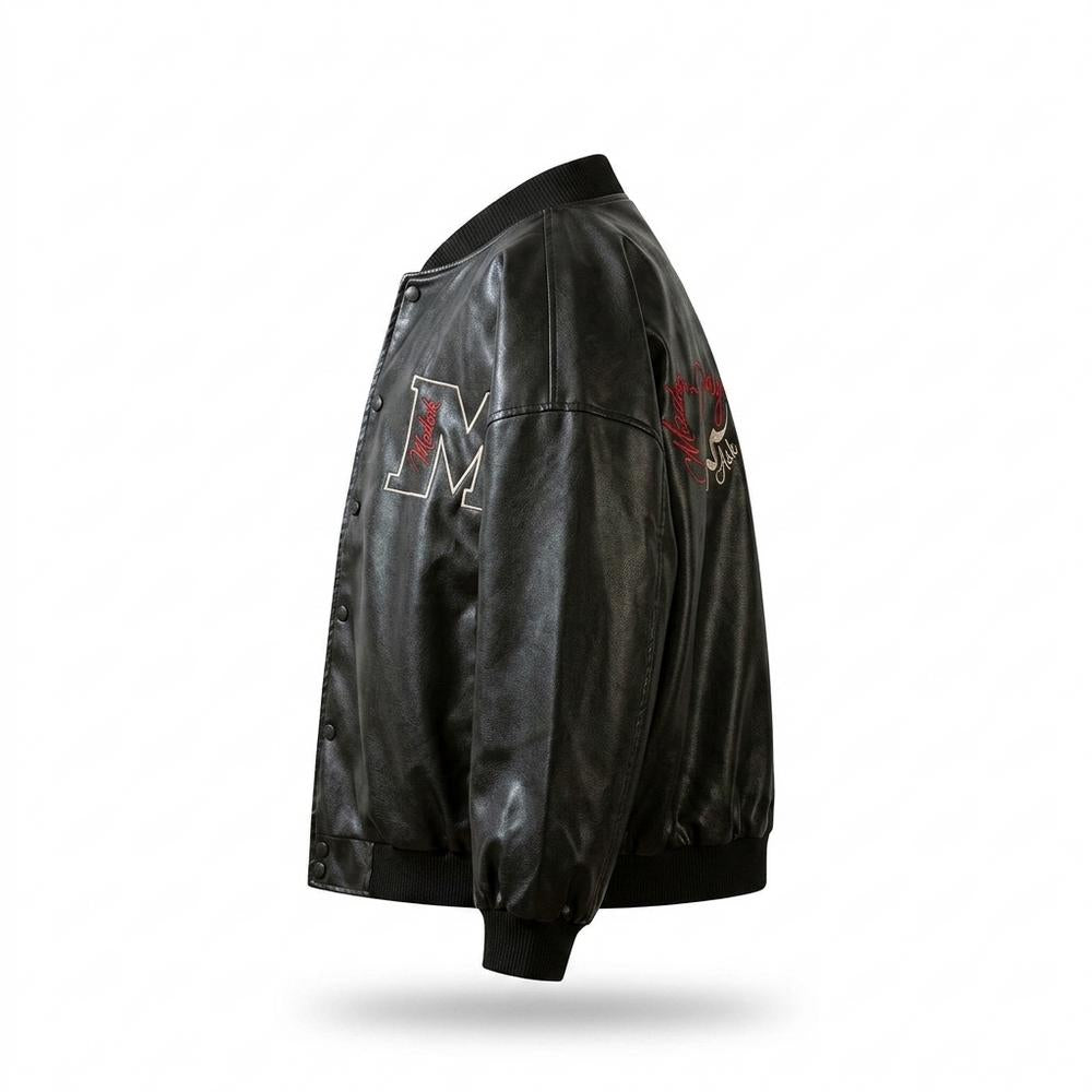 Gentleman Code - Liles | Bestickt Geknöpft Lederjacke Unisex