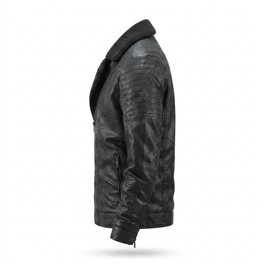 Nobleman Code - Tadol | Gefütterte Strukturierte Lederjacke Herren