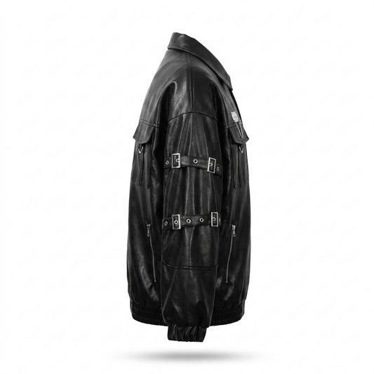 Gentleman Code - Almel | Oversized Riemenverziert Lederjacke Unisex