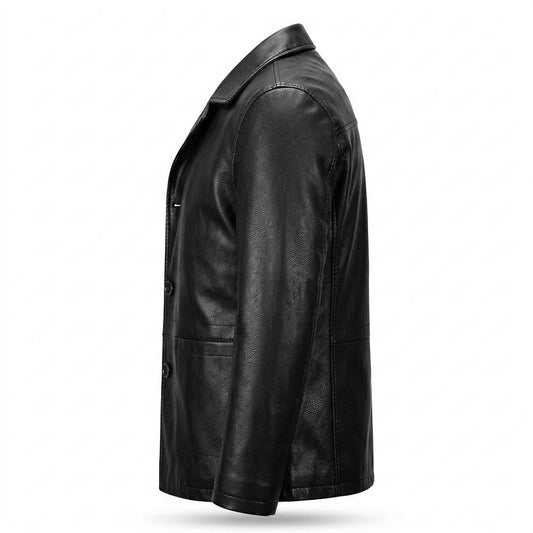Nobleman Code - Sukil | Geknöpft Gefüttert Lederjacke Herren
