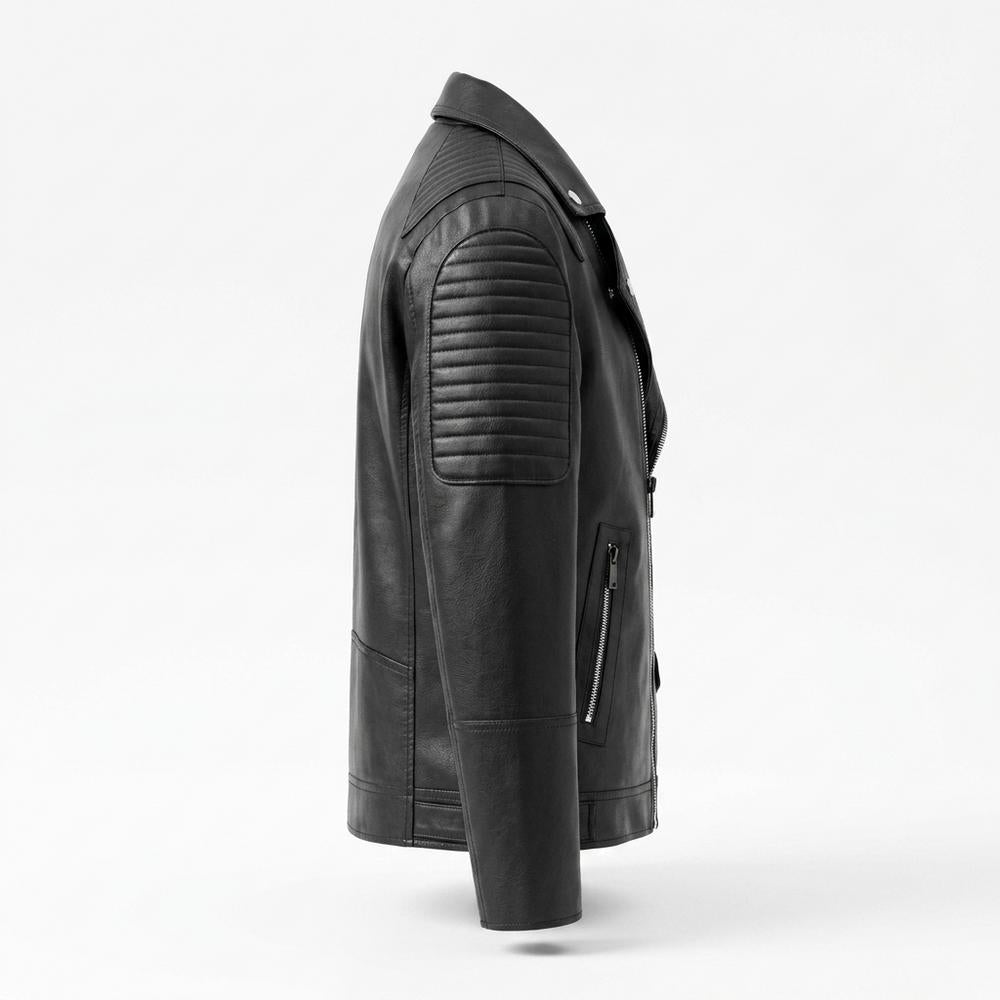 Gentleman Code - Zufet | Gesteppt Asymmetrisch Lederjacke Herren
