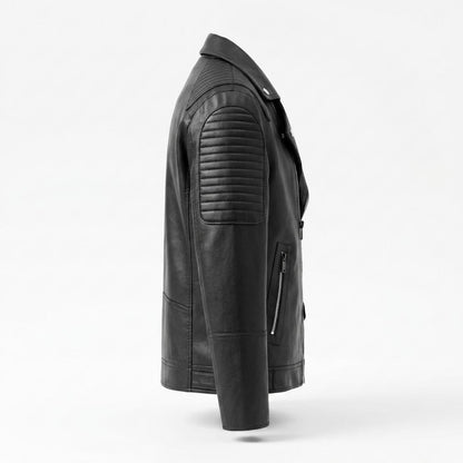 Gentleman Code - Zufet | Gesteppt Asymmetrisch Lederjacke Herren