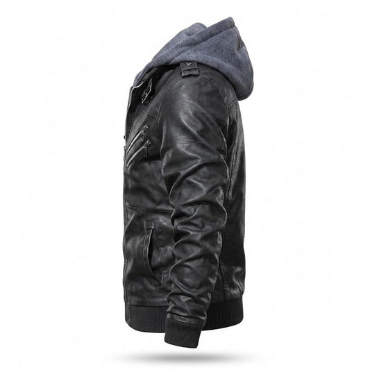 Gentleman Code - Deram | Gefüttert Strukturiert Lederjacke Herren