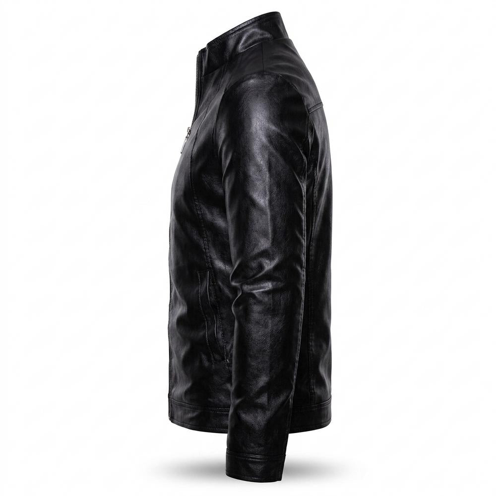 Gentleman Code - Renov | Hochschließende Taillierte Lederjacke Herren