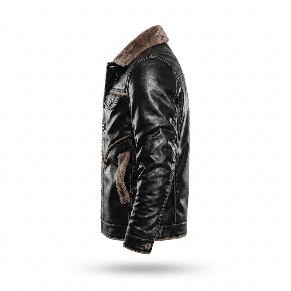 Gentleman Code - Velan | Gefüttert Geknöpft Lederjacke Herren