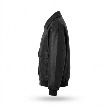 Nobleman Code - Nudul | Oversized Reißverschluss Lederjacke Unisex