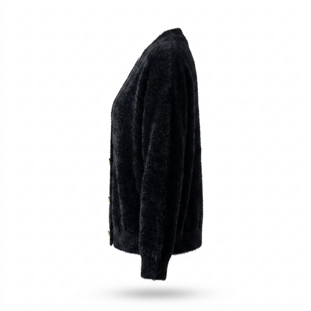 Nobleman Code - Cimok | Flauschige Langärmlige Strickjacke Damen