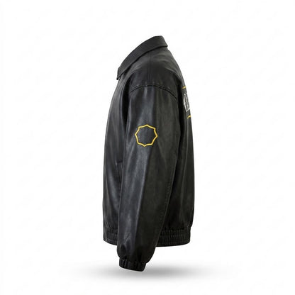 Gentleman Code - Caput | Bestickte Weitgeschnittene Lederjacke Unisex