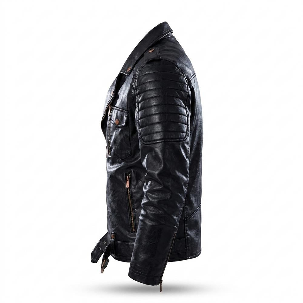 Gentleman Code - Mewev | Asymmetrisch Gesteppt Lederjacke Herren