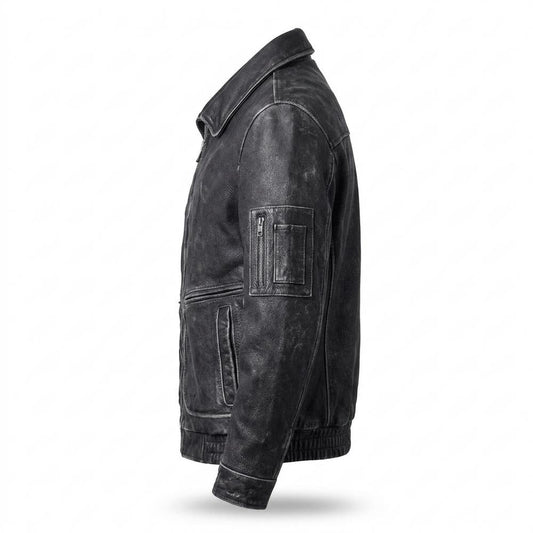Nobleman Code - Kavan | Gekörnt Gefüttert Lederjacke Herren