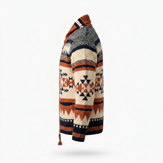 Nobleman Code - Yuhik | Gemusterte Grobstrick Strickjacke Herren