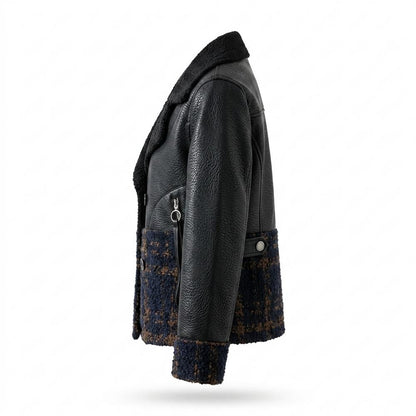 Gentleman Code - Vativ | Kombiniert Doppelreihig Lederjacke Damen