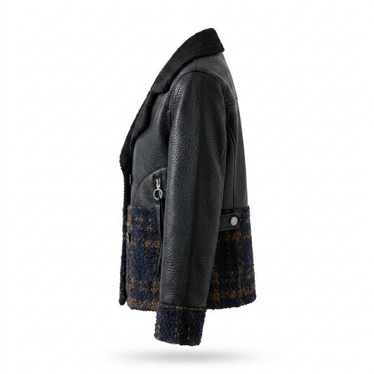 Nobleman Code - Vativ | Kombiniert Doppelreihig Lederjacke Damen