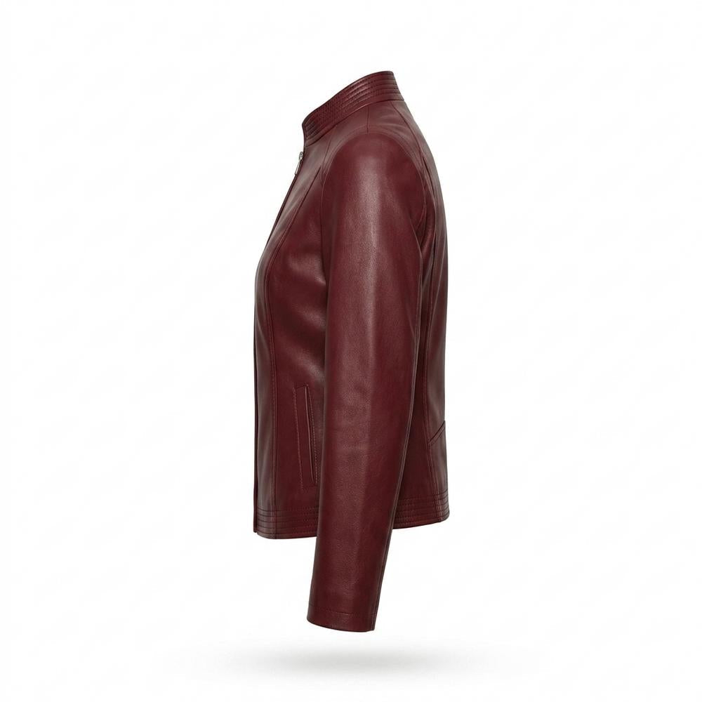 Nobleman Code - Semir | Tailliert Unifarben Lederjacke Damen